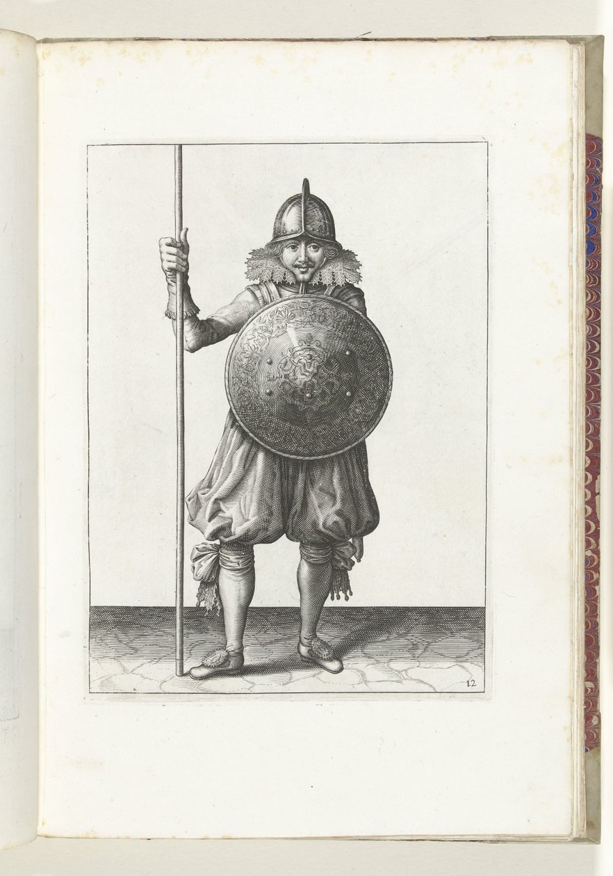 Exercise with Shield and Spear: The Soldier Returns the Spear to Rest Position in Three Movements, Third Movement (No. 12), 1618 by Adam van Breen
