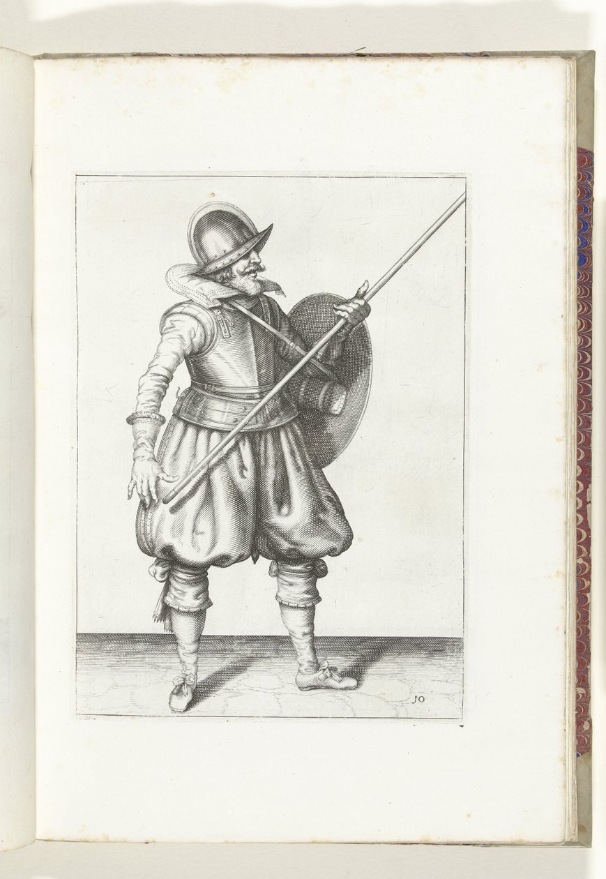 Exercise with Shield and Pike: The Soldier Returns the Pike to the Rest Position in Three Movements, First Movement (No. 10), 1618 by Adam van Breen