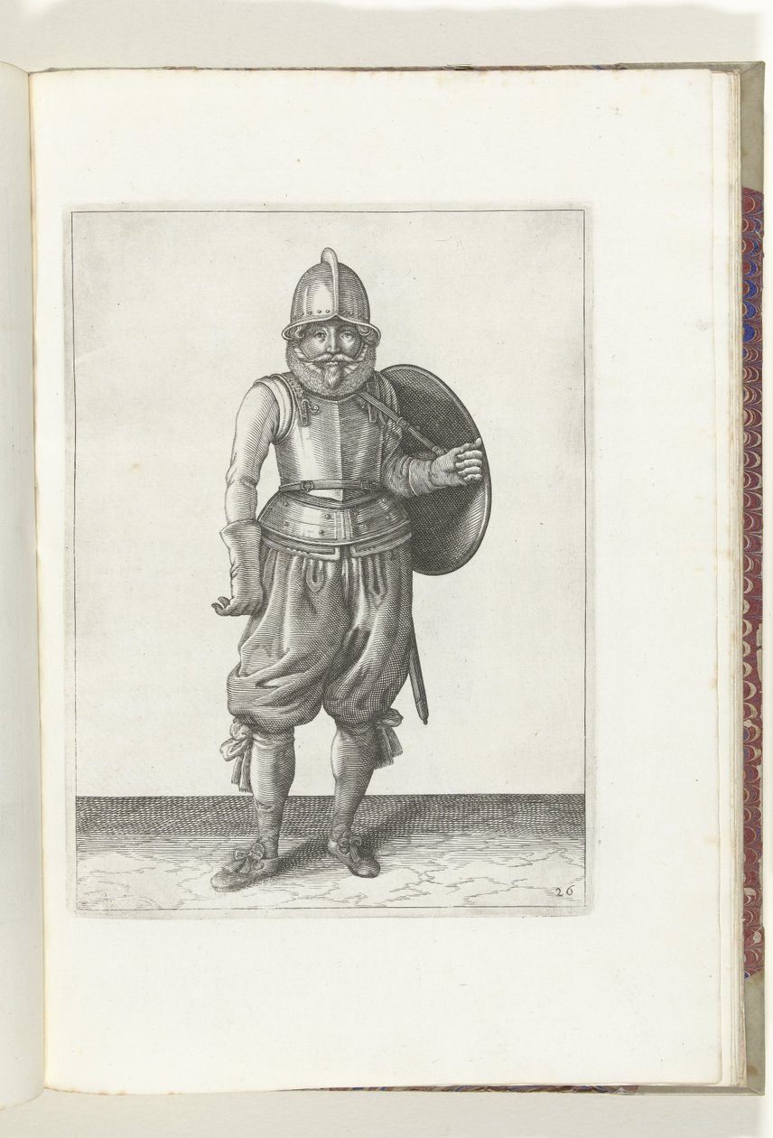 Exercise with Shield and Spear: The Soldier Brings the Shield Back on the Back with His Left Arm (no. 26), 1618 by Adam van Breen
