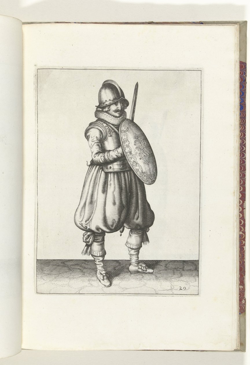The Exercise with Shield and Pike: The Soldier in Position with His Rapier and Shield in Front of His Chest, 1618 by Adam van Breen