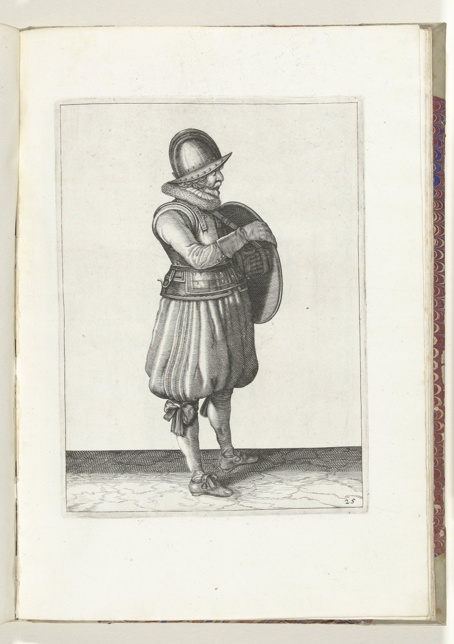 The Exercise with Shield and Spear: The Soldier Draws His Arm from the Strap of the Shield (no. 25), 1618 by Adam van Breen