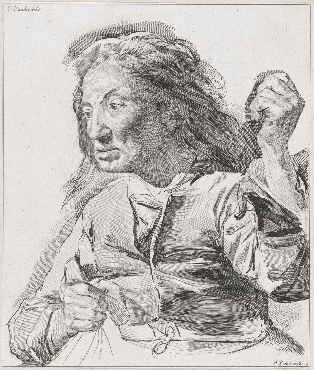 An Old Woman with Clenched Fists by Adam von Bartsch
