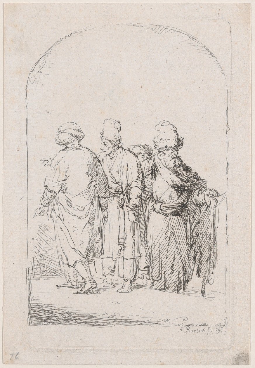 Group of Four Standing Men in Oriental Costume by Adam von Bartsch