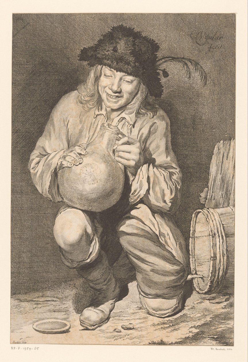 Boy with a Jug for a Wine Barrel by Adam von Bartsch