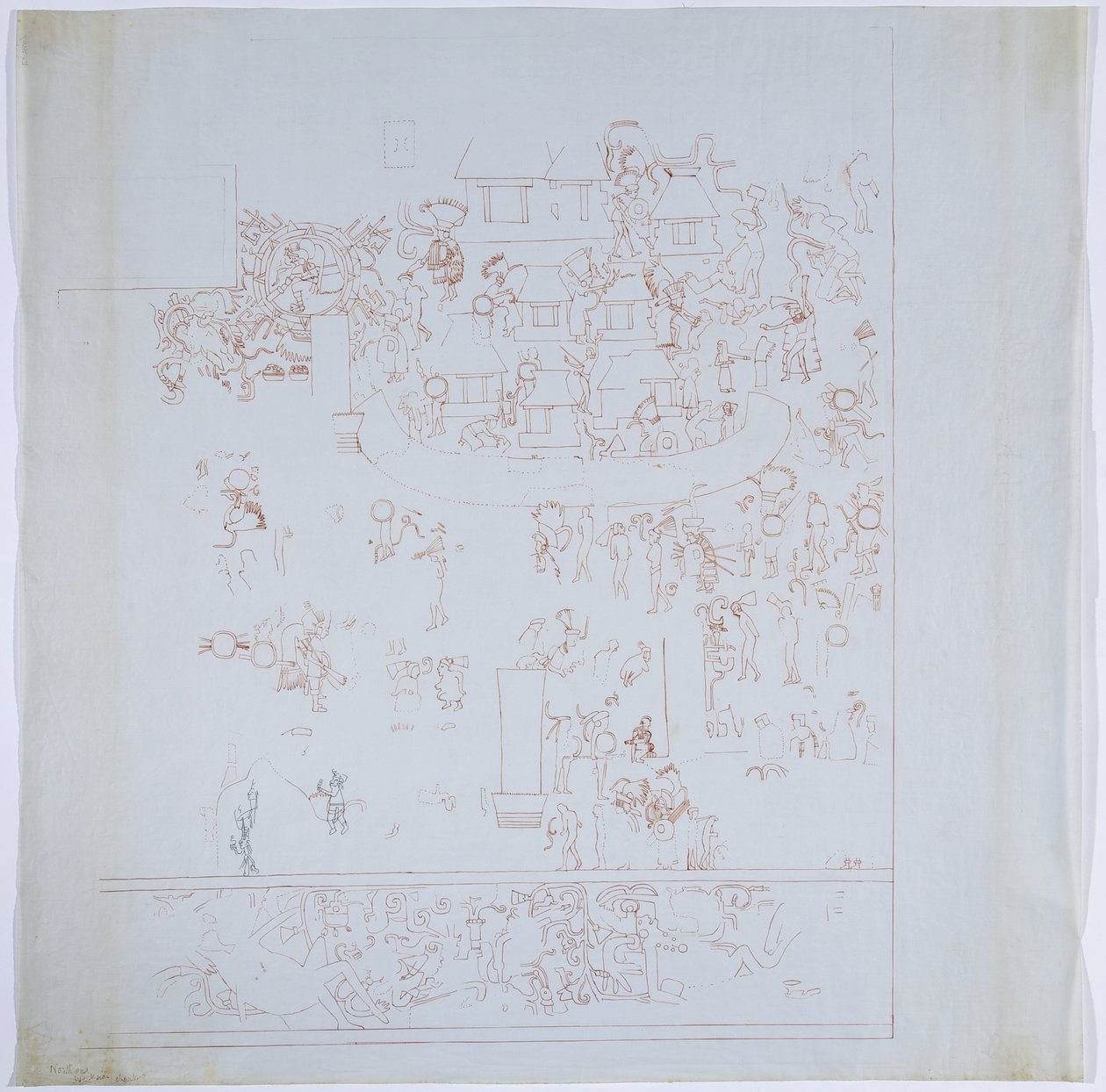 Copy of a Complete Mural from West Wall, Upper Temple of the Jaguars, Chichen Itza, Mexico (detail) by Adela Breton