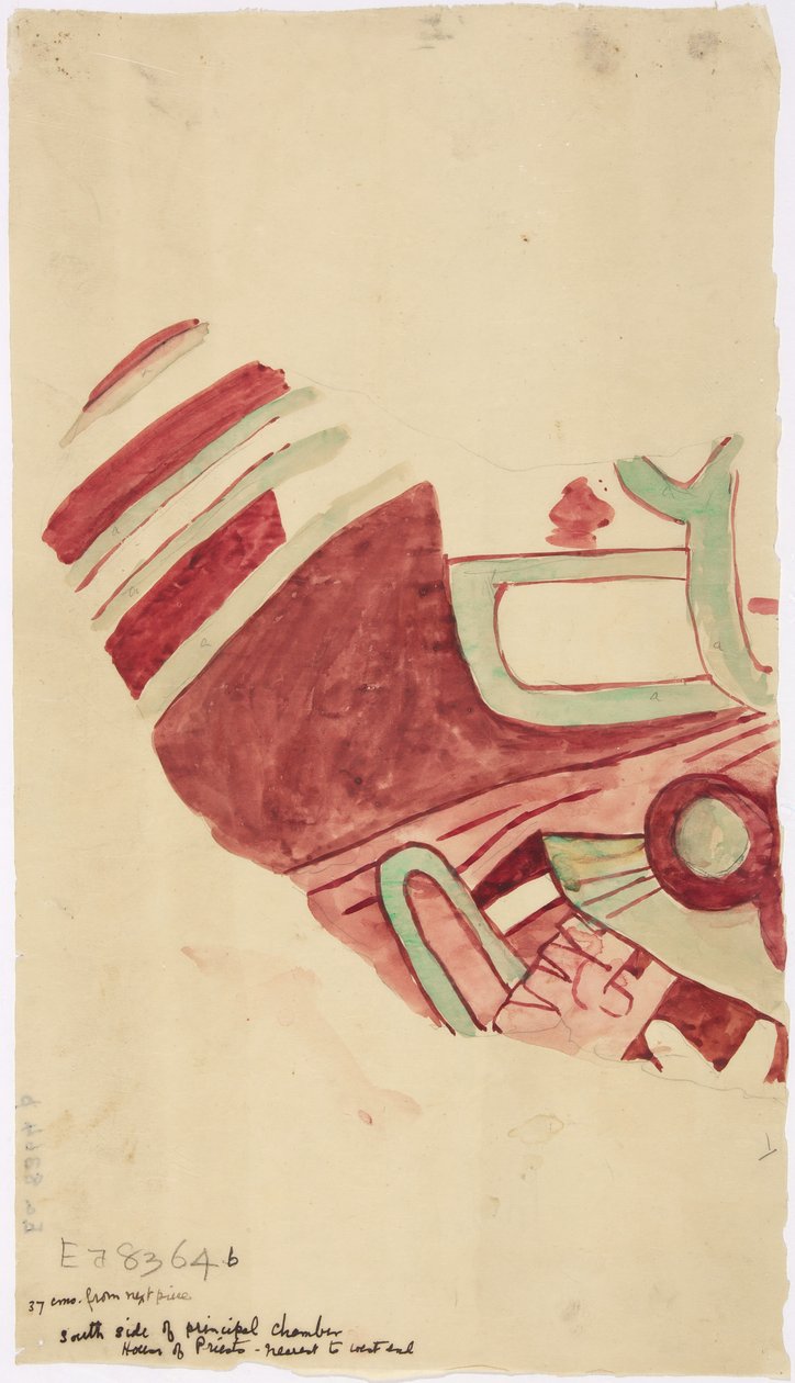 Copy of a fragment of a wall painting from Teotihuacan, Mexico State by Adela Breton