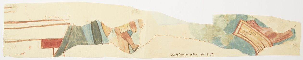 Copy of a Fragment of Wall Painting at Casa de las Monjas, Chichen Itza, Yucatan, Mexico by Adela Breton