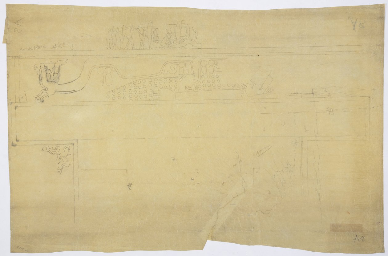 Copy of a Tracing of a Wall Painting from Above the Door, Upper Temple of the Jaguars, Chichen Itza, Mexico 