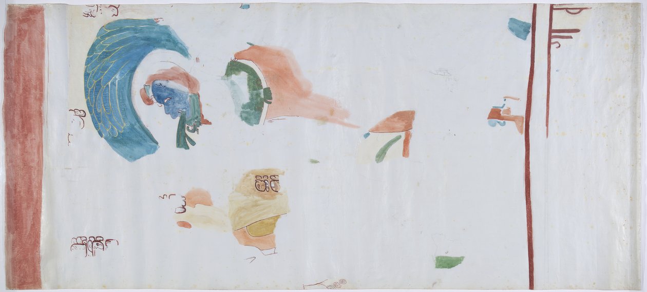 Copy of a wall painting from the small chamber Acanceh, Mexico by Adela Breton