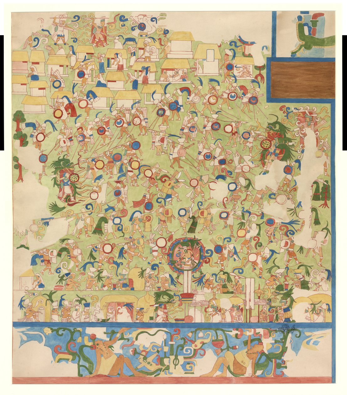 Quarter-scale copy of wall painting from south end of west wall, Upper Temple of the Jaguars, Chichen Itza, Mexico by Adela Breton