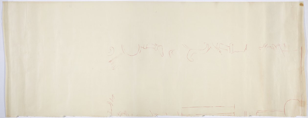 Tracing of a painting from the Upper Temple of the Jaguars, Chichen Itza, Mexico by Adela Breton