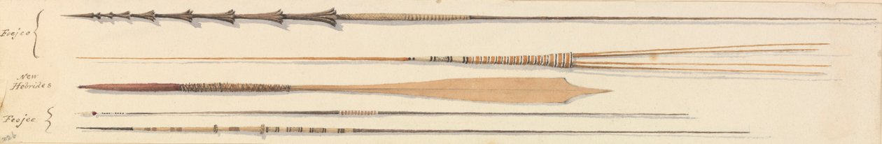 Spears from Fiji and New Hebrides by Admiral Sir Edward Gennys Fanshawe