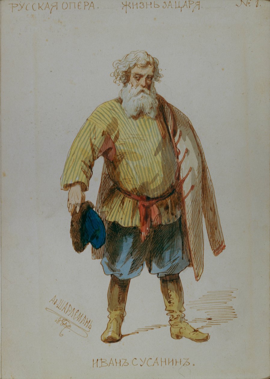 Costume Design for the Opera A Life for the Tsar by M. Glinka by Adolf Charlemagne