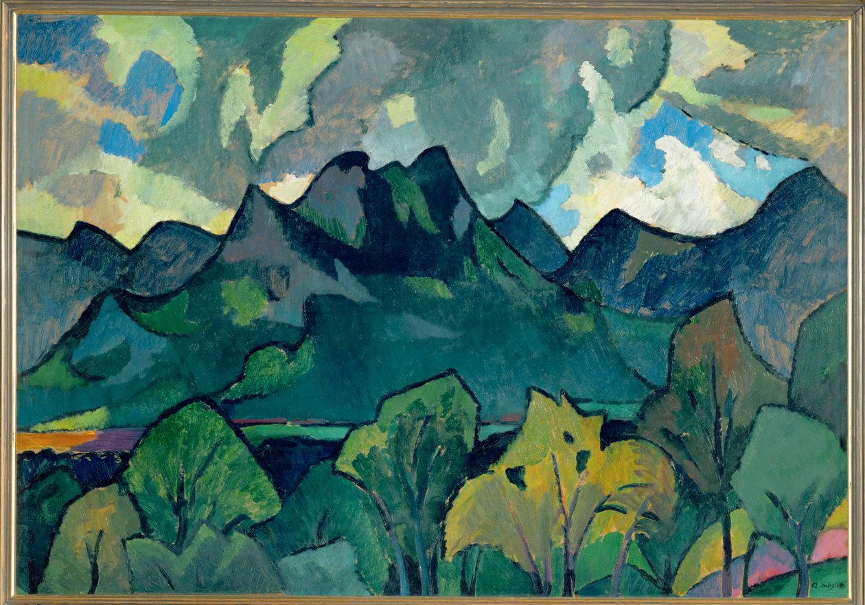 Bavarian Mountain Landscape near Brannenburg by Adolf Erbsloh