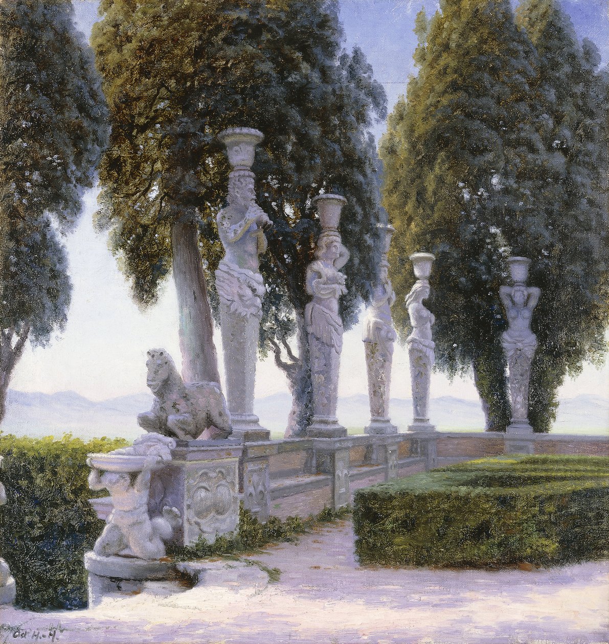 Square with Caryatids in the Grounds of the Villa Farnese, Caprarola by Adolf Heinrich Hansen