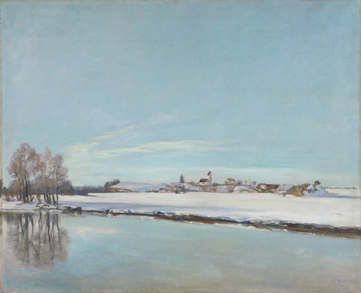 Winter Landscape (Landscape in Dachau) by Adolf Holzel