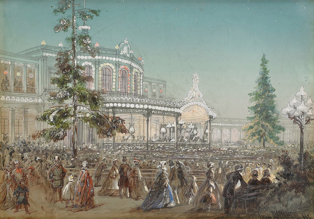 Celebration of the 25th Anniversary of Tsarskoe Selo Railroad at the Pavlovsk Railway Station Concert Hall by Adolf Jossifowitsch Charlemagne