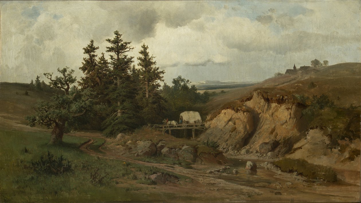 Landscape with a Wooden Bridge by Adolf Kosárek