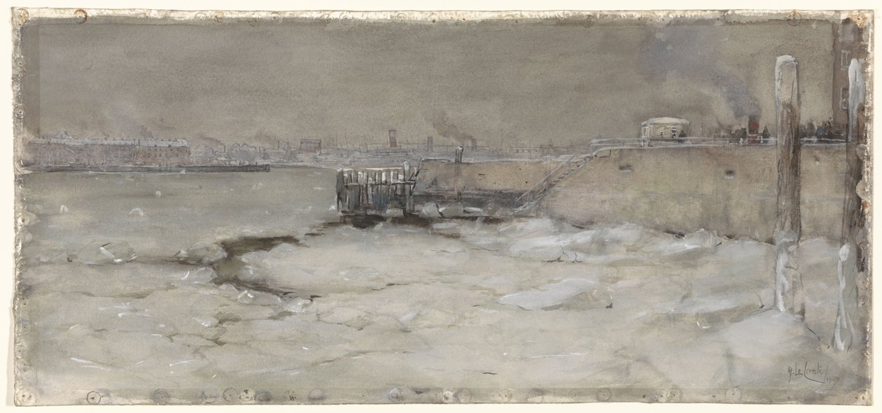 The Ice Breaking on the Maas in Rotterdam by Adolf le Comte