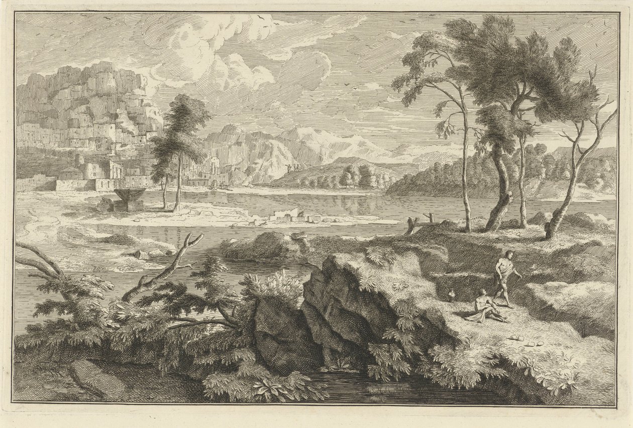 Arcadian Landscape with Rocks and River by Adolf van der Laan