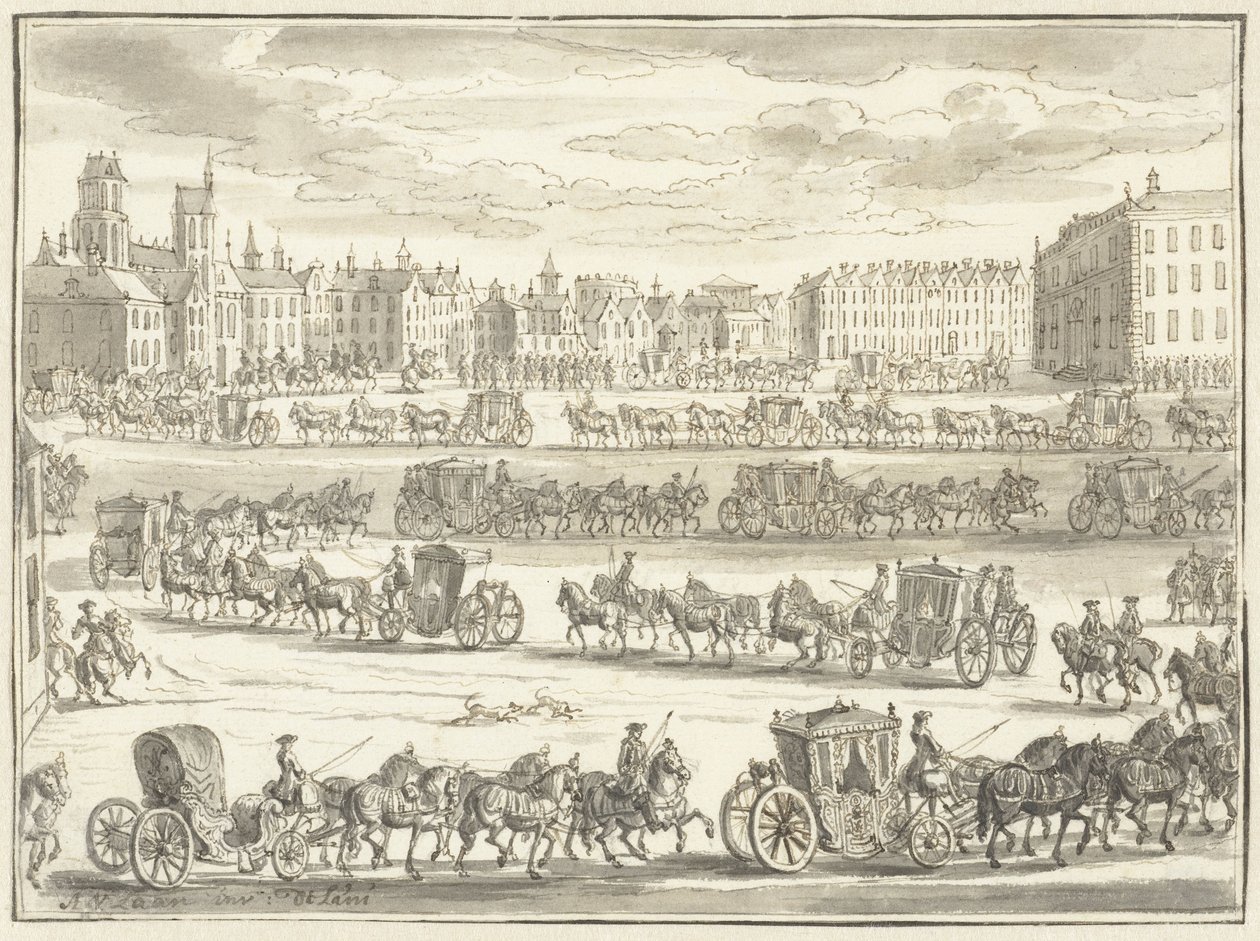 Entry of Cornelis Hop as Ambassador in Paris, June 23, 1719 by Adolf van der Laan