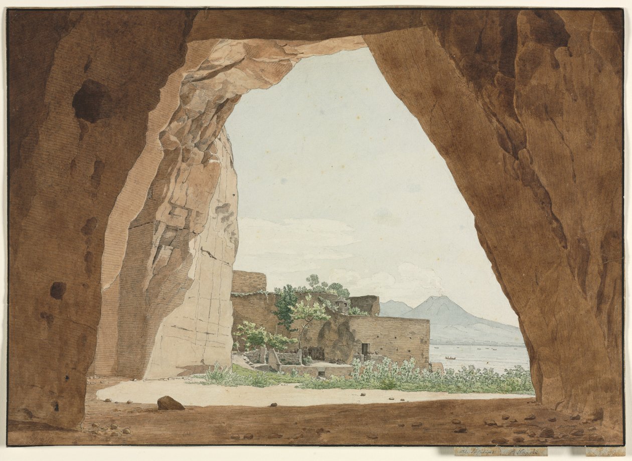 Vesuvius and the Bay of Naples from a Cave, 1820 by Adolf von Heydeck