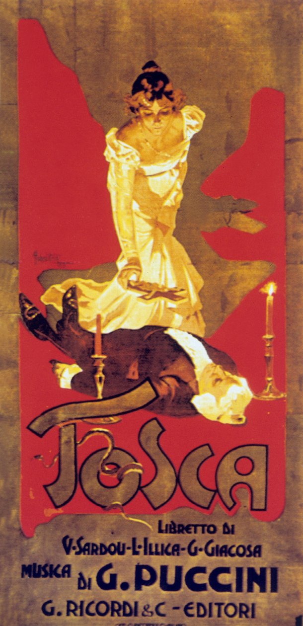 Cover by Adolf Hohenstein of Score of Opera Tosca by Giacomo Puccini by Adolfo Hohenstein
