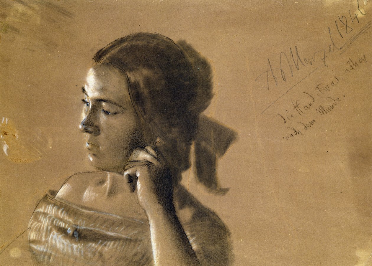 Study for a portrait of Mrs Von Maercker by Adolph Menzel