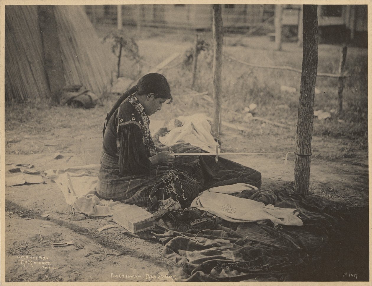 Woman of the Meskwaki Nation Engaging in Beadwork by Adolph F. Muhr