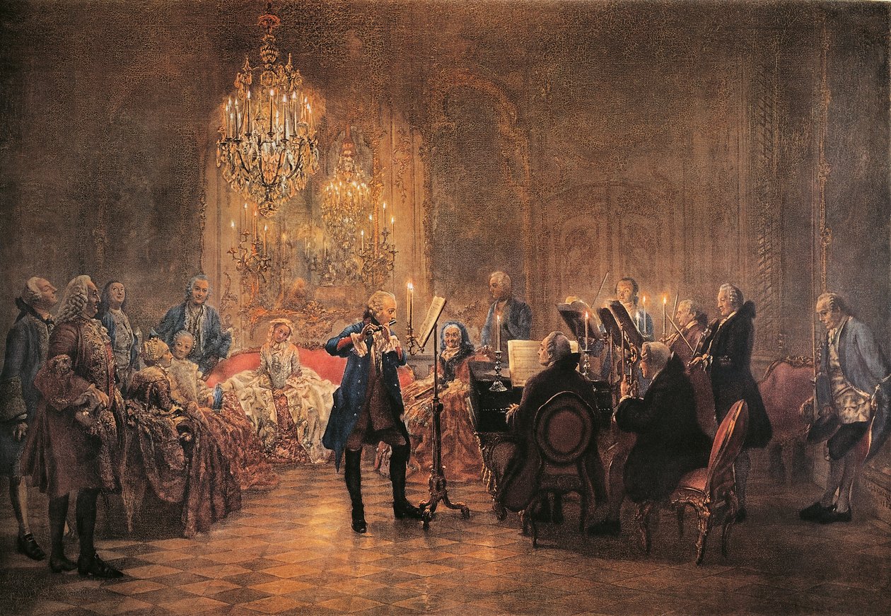 Concert for flute with Frederick the Great in Sanssouci by Adolph Menzel