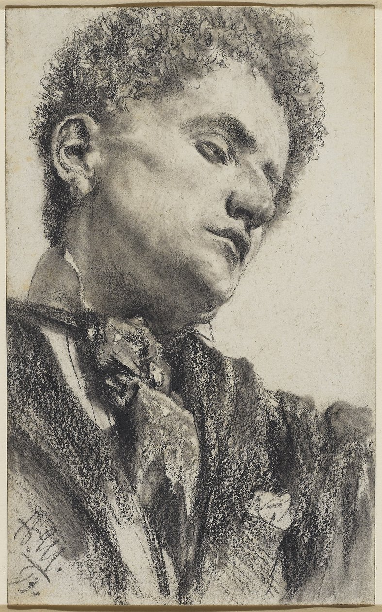 Head of a Young Man by Adolph Menzel