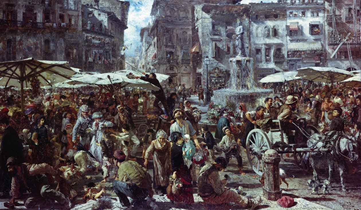 The Market of Verona by Adolph Menzel