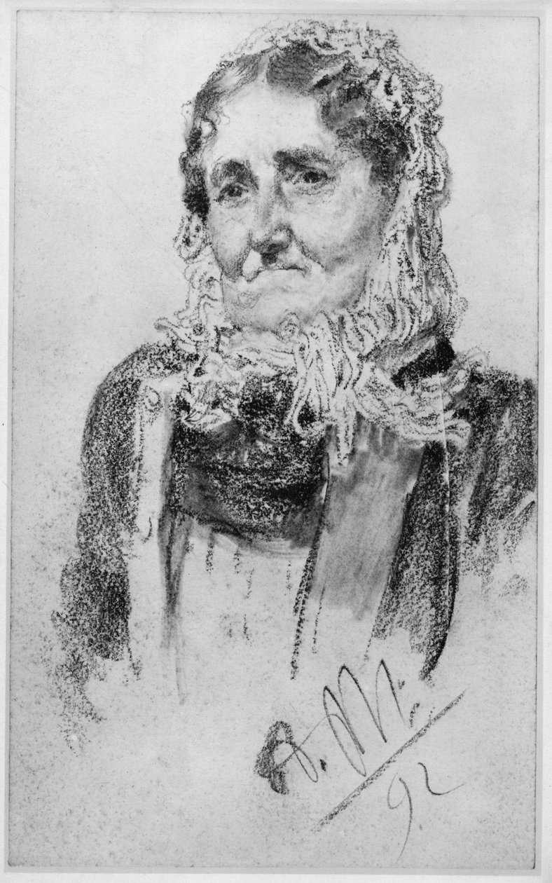 Older Woman with Woolen Cap (Headscarf) by Adolph Menzel