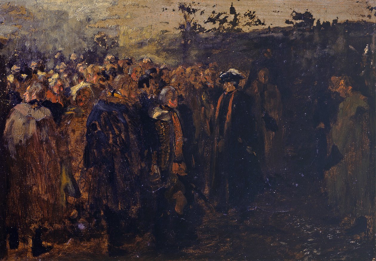 Address of Frederick the Great to His Generals Before the Battle of Leuthen. Sketch by Adolph Menzel
