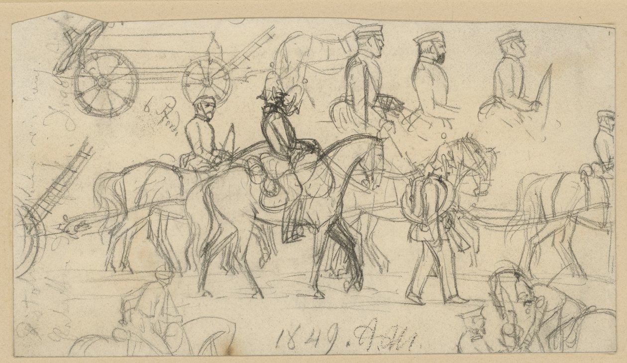 Artillery and Cavalry Studies by Adolph Menzel