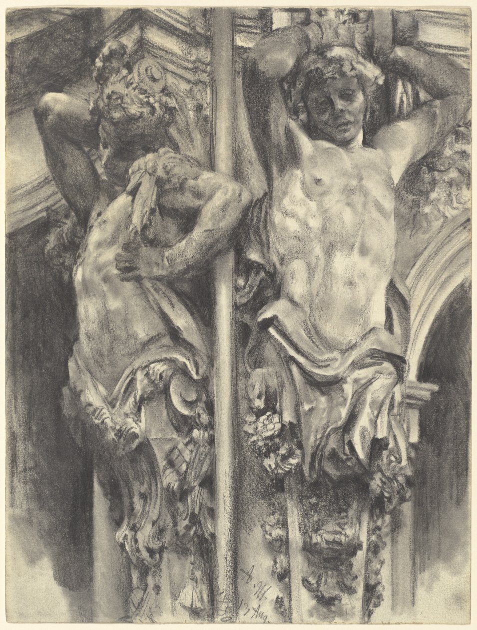 Atlases on the Wallpavillon of the Dresden Zwinger by Adolph Menzel
