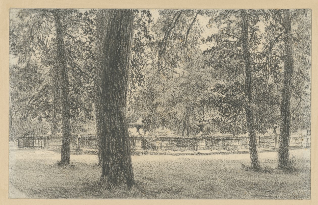 Balustrade at the Entrance of the Sanssouci Park by Adolph Menzel