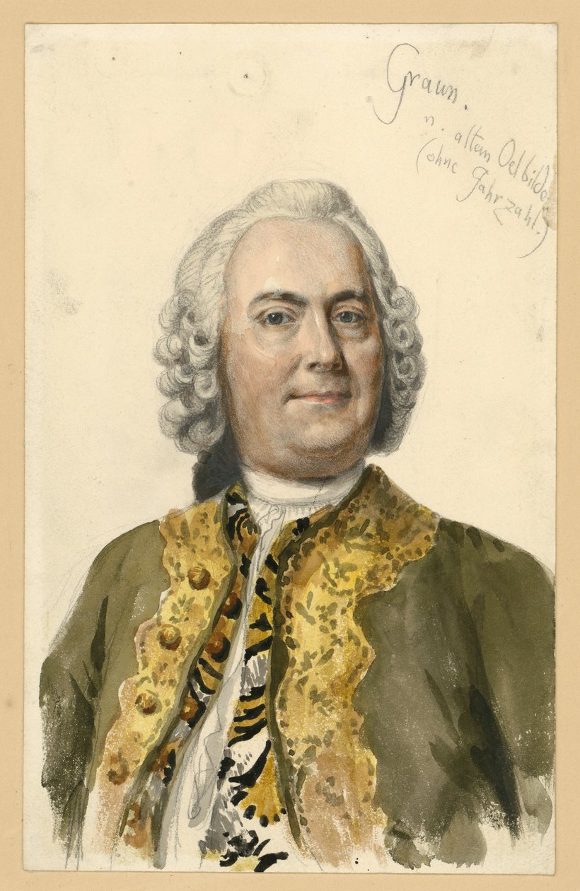 Portrait of Carl Heinrich Graun, Court Composer under Frederick II, Bust Portrait en face after the Painting by Andreas Möller, with Notes by Adolph Menzel