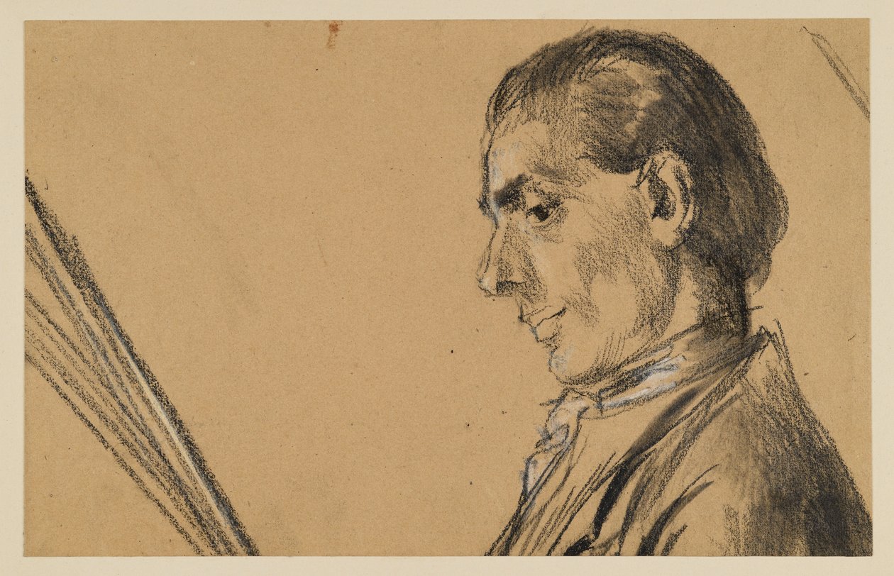 Portrait of a Young Man with Downcast Eyes. Profile to the Left. Preliminary Study for the Painting 