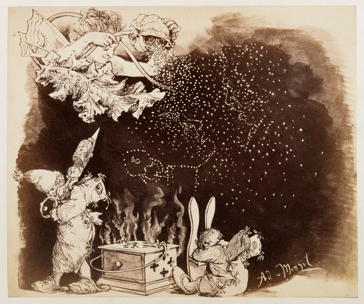 The Dream God Scatters Poppy Seeds, to Heinrich von Kleist "The Broken Jug" by Adolph Menzel
