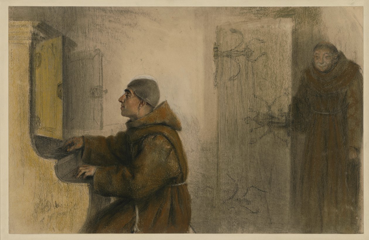 A Blind Monk Playing the Organ by Adolph Menzel