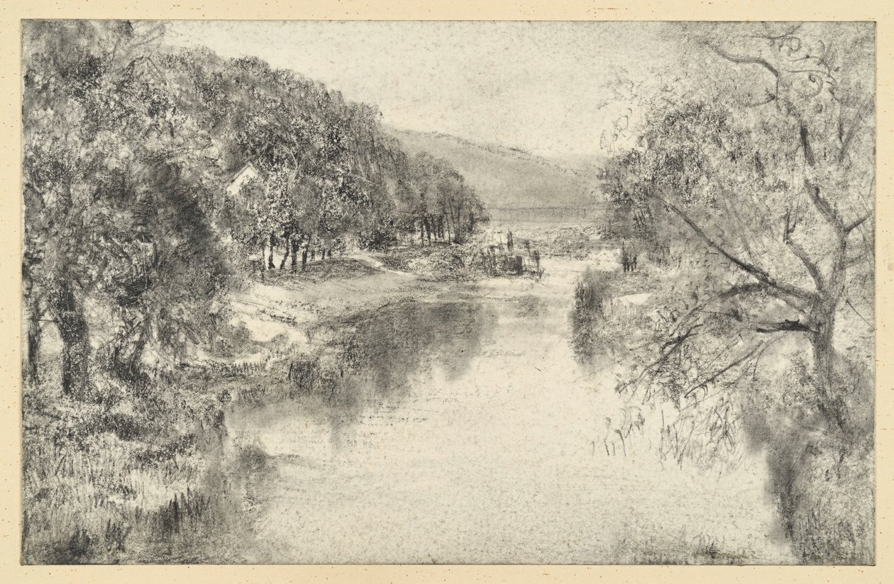 River Landscape with Avenue by Adolph Menzel