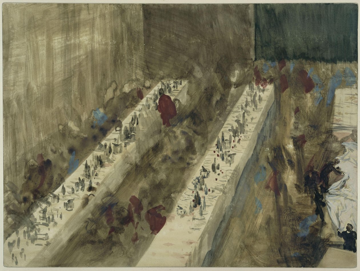 Covered Tables Seen from Above by Adolph Menzel