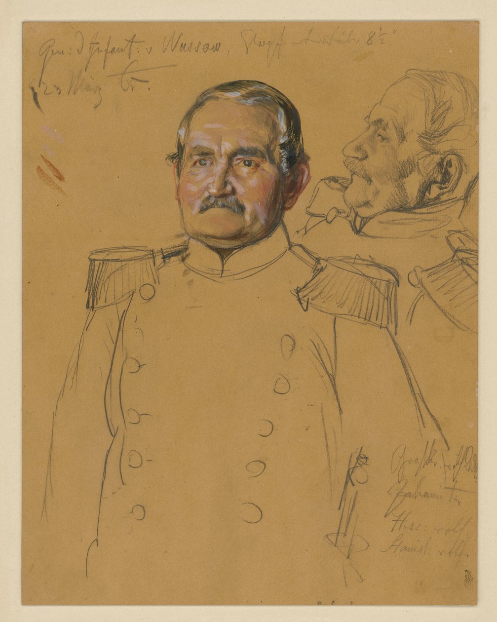 General von Wussow, Portrait Study for "The Coronation of Wilhelm I in Königsberg" by Adolph Menzel