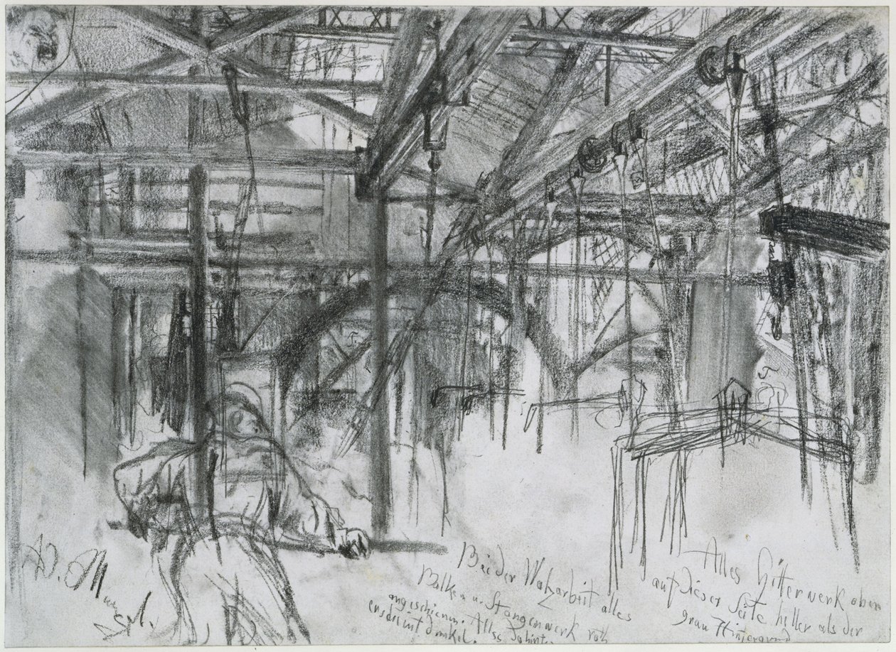 Hall in the Rolling Mill Königshütte. Study for "Iron Rolling Mill. Modern Cyclops" by Adolph Menzel