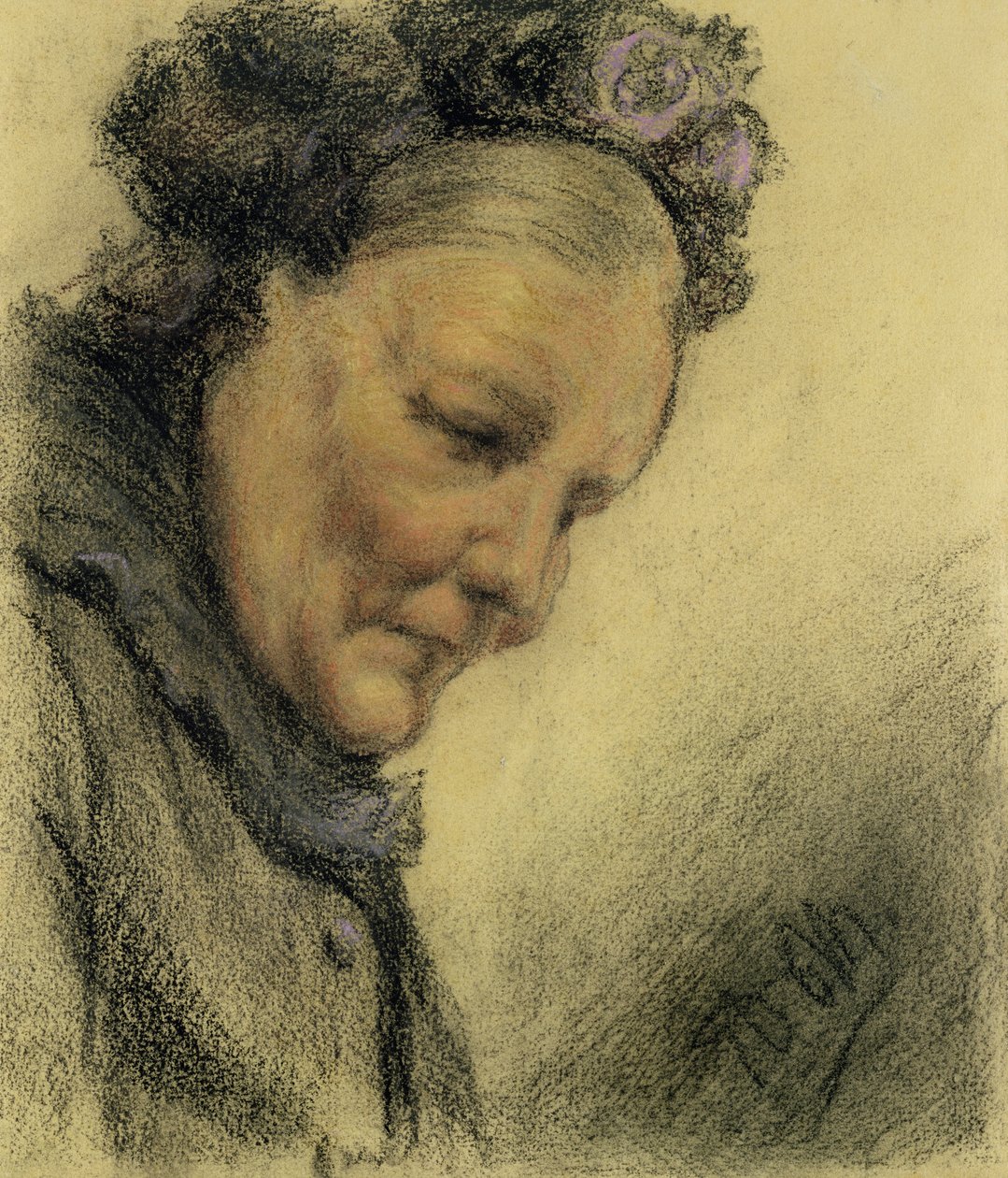 Head of an Old Lady by Adolph Menzel