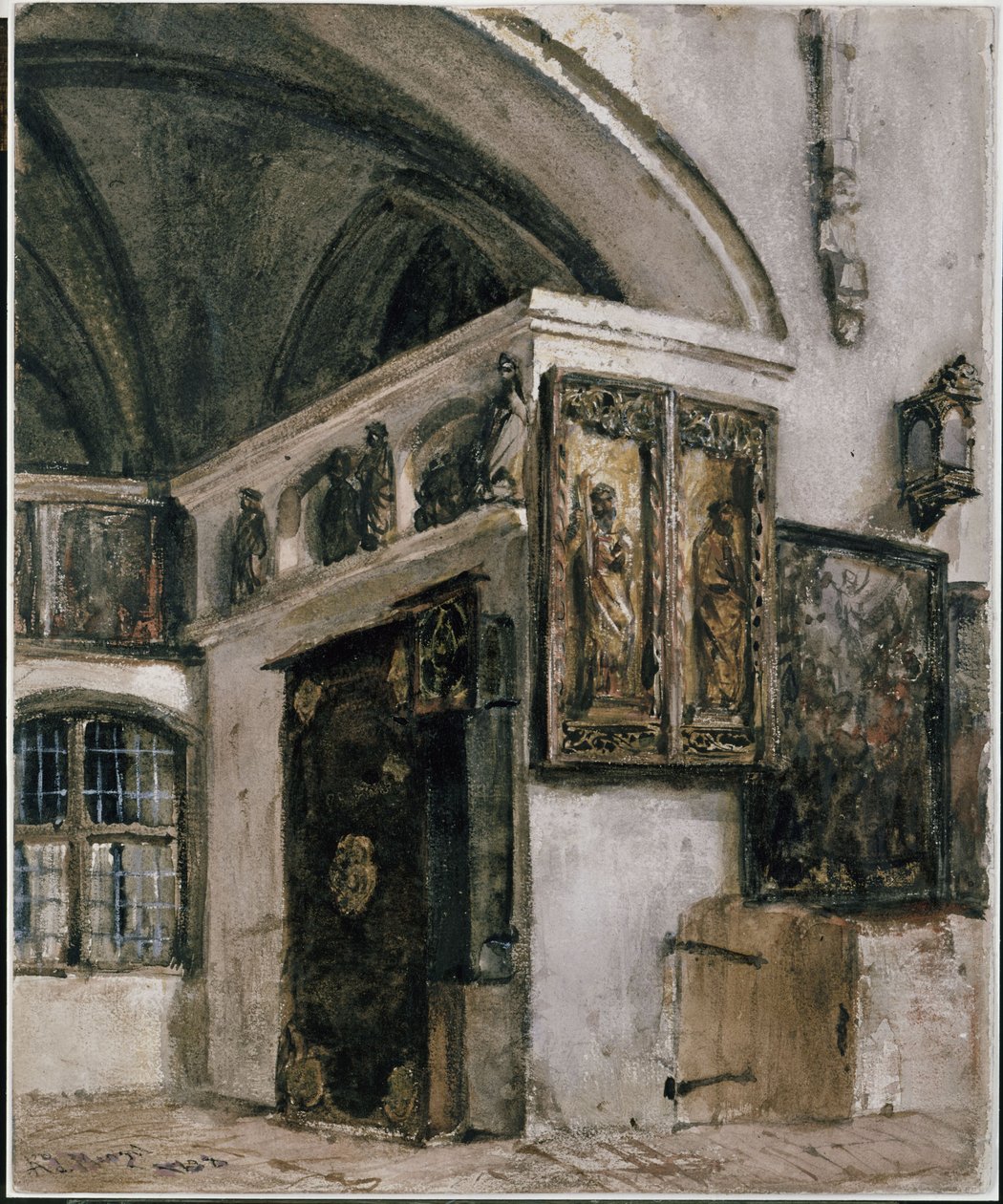 Interior of the Monastery Church in Berlin by Adolph Menzel
