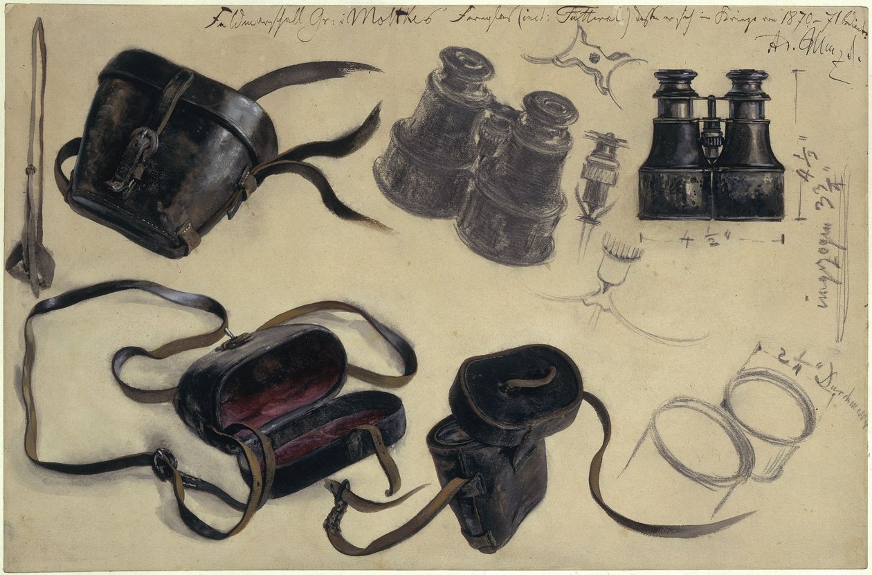 Study after the Binoculars of Field Marshal Count von Moltke, Case and Details, with Notes by Adolph Menzel