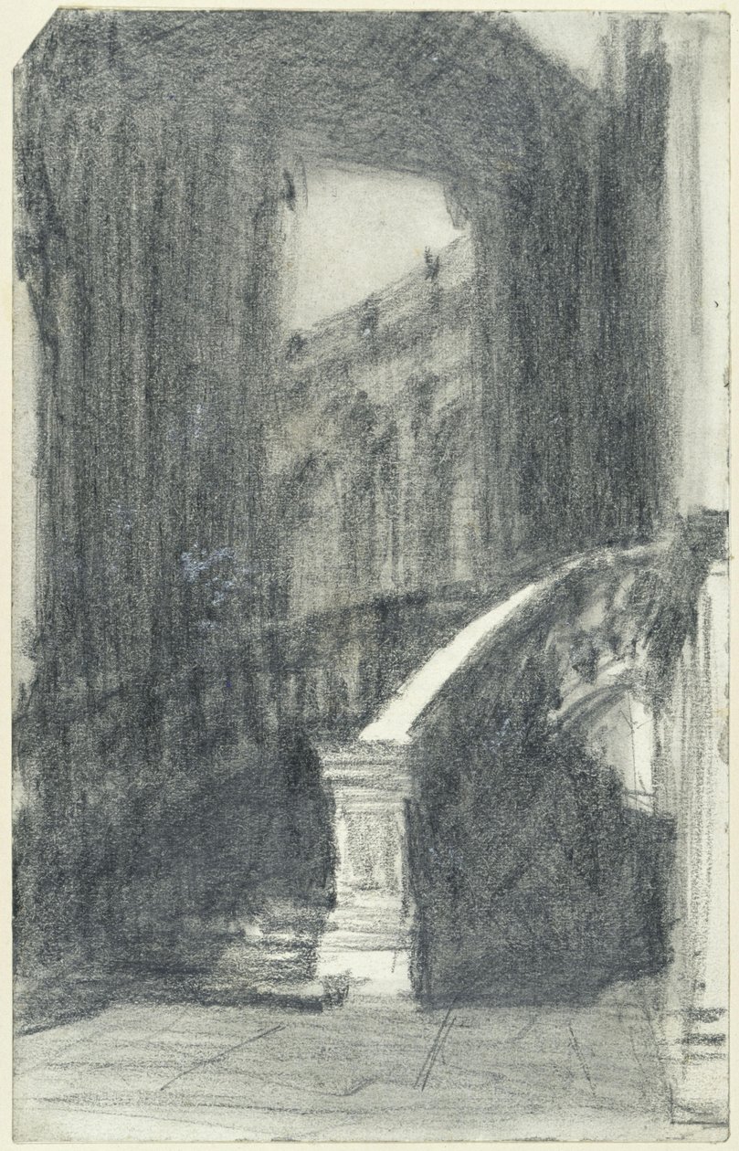 Staircase in the City Pavilion of the Zwinger in Dresden at Night by Adolph Menzel