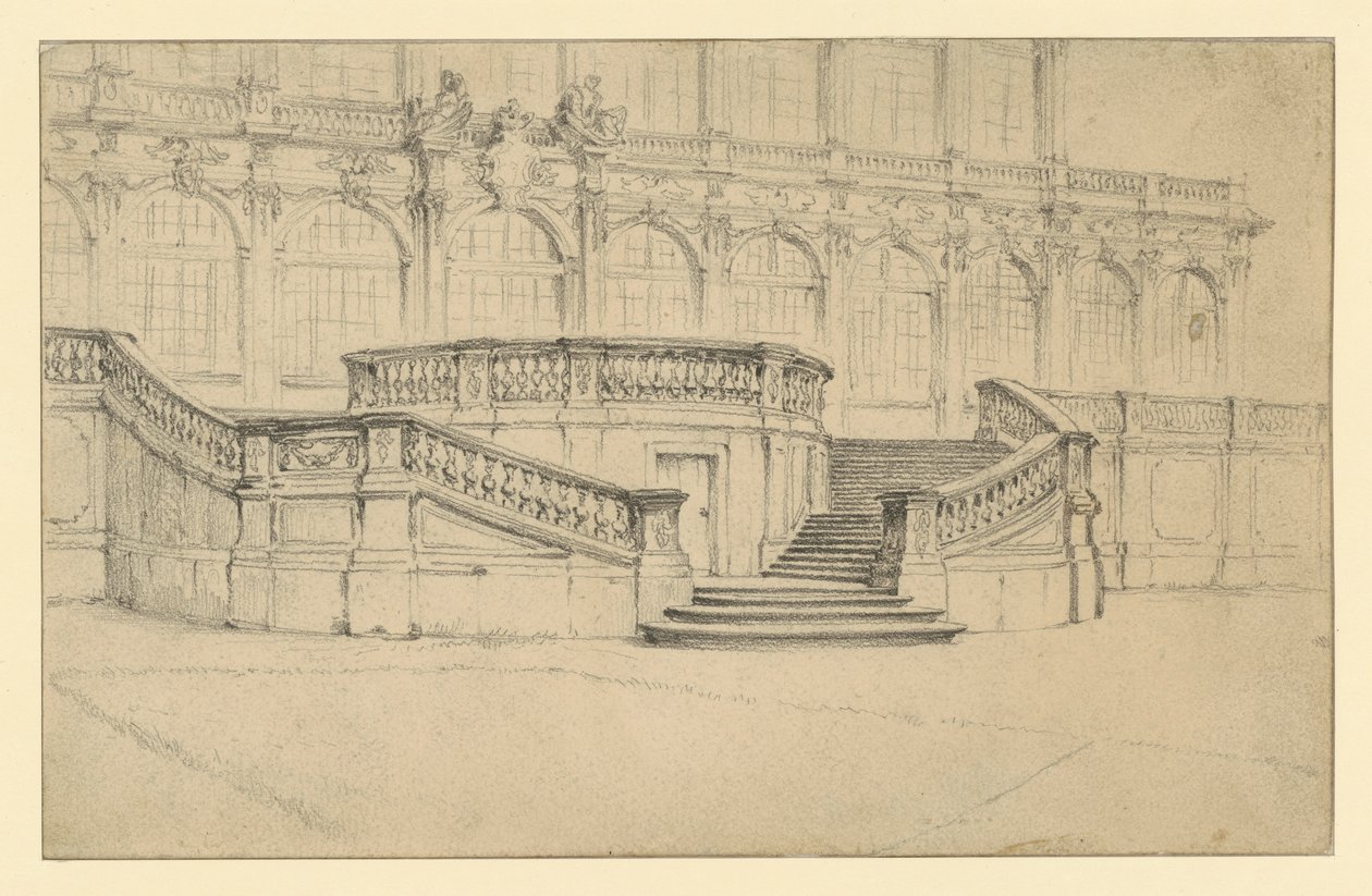 Staircase to the Mathematical and Physical Salon in the Zwinger in Dresden by Adolph Menzel